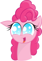 Size: 2067x3000 | Tagged: safe, artist:kalleflaxx, pinkie pie, earth pony, pony, g4, cute, diapinkes, doodle, excited, female, floppy ears, happy, high res, neck, simple background, smiling, solo, transparent background, vector, weapons-grade cute