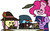 Size: 1280x800 | Tagged: safe, artist:ljdamz1119, fluttershy, pinkie pie, rainbow dash, twilight sparkle, pony, g4, adventuring party, board game, dot eyes, dungeons and dragons, hat, ogres and oubliettes, rainbow rogue, roleplaying, rpg (weapon), rpg-7, simple background, tabletop game, weapon, white background, wizard