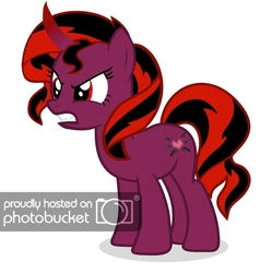 Size: 1021x1024 | Tagged: safe, artist:bluebastard, oc, oc:raspberry beryl, pony, unicorn, fanfic:a hairier problem: rise of the furball, seven days in sunny june, angry, dark, dark magic, magic, obtrusive watermark, photobucket, teeth, watermark