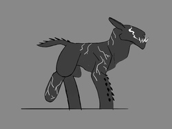Size: 1200x900 | Tagged: safe, artist:poni-beast, earth pony, pony, gray background, male, needle teeth, sharp teeth, simple background, solo, symbiote, symbiote pony, teeth, venom