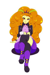 Size: 2000x3000 | Tagged: safe, artist:albertbm, adagio dazzle, equestria girls, equestria girls series, find the magic, g4, spoiler:eqg series (season 2), adoragio, bracelet, clothes, crossed legs, cute, female, high res, jacket, jewelry, leather jacket, looking at you, simple background, smiling, solo, spiked headband, thighs, thunder thighs, white background