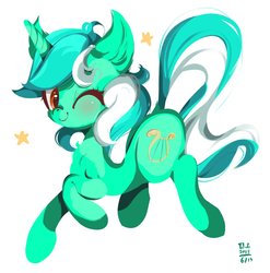 Size: 2024x2048 | Tagged: safe, artist:tohupo, lyra heartstrings, pony, unicorn, g4, female, high res, mare, one eye closed, solo, wink
