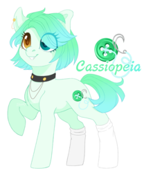 Size: 1075x1292 | Tagged: safe, artist:shady-bush, oc, oc only, oc:cassiopeia, earth pony, pony, clothes, female, heterochromia, mare, simple background, socks, solo, transparent background, white outline