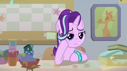 Size: 1920x1080 | Tagged: safe, screencap, starlight glimmer, pony, g4, student counsel, bracelet, female, jewelry, mare, solo, starlight's office, unamused
