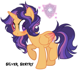 Size: 2781x2503 | Tagged: safe, artist:x-dainichi-x, oc, oc only, oc:silver sentry, alicorn, pony, alicorn oc, base used, blushing, female, heterochromia, high res, mare, offspring, parent:flash sentry, parent:twilight sparkle, parents:flashlight, simple background, solo, transparent background
