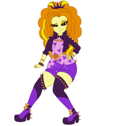 Size: 1900x2100 | Tagged: safe, artist:mashoart, adagio dazzle, equestria girls, equestria girls series, find the magic, g4, spoiler:eqg series (season 2), bracelet, clothes, female, jacket, jewelry, leather jacket, shorts, simple background, solo, spiked headband, spiked wristband, thick, thighs, transparent background, wide hips, wristband