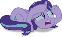 Size: 4171x2498 | Tagged: safe, artist:frownfactory, starlight glimmer, pony, unicorn, g4, student counsel, .svg available, ducking, female, horn, mare, open mouth, scared, simple background, solo, starlight glimmer is best facemaker, svg, transparent background, vector