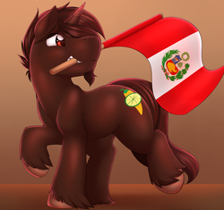 Size: 1996x1878 | Tagged: safe, artist:camychan, oc, oc only, oc:limón picante, pony, unicorn, flag, peru, solo