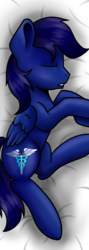 Size: 1071x3000 | Tagged: safe, artist:jellysketch, oc, oc only, oc:narkan, pegasus, pony, body pillow, body pillow design, lying, male, pillow, simple background, solo, white background