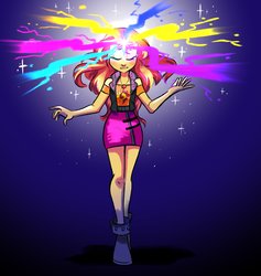 Size: 2118x2234 | Tagged: safe, artist:ohjeetorig, sunset shimmer, equestria girls, equestria girls specials, g4, my little pony equestria girls: better together, my little pony equestria girls: forgotten friendship, beautiful, boots, clothes, female, high res, legs, miniskirt, official fan art, shirt, shoes, skirt, solo