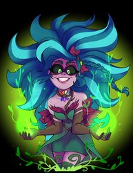 Size: 3165x4096 | Tagged: safe, artist:ohjeetorig, gaea everfree, gloriosa daisy, equestria girls, g4, my little pony equestria girls: legend of everfree, antagonist, badass, evil grin, female, gem, geode of empathy, geode of fauna, geode of shielding, geode of sugar bombs, geode of super speed, geode of super strength, geode of telekinesis, grin, looking at you, magic, magical geodes, official fan art, plant, smiling, solo