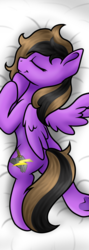 Size: 1071x3000 | Tagged: safe, artist:jellysketch, oc, oc only, pegasus, pony, body pillow, body pillow design, butt, female, lying, pillow, plot, simple background, solo, white background