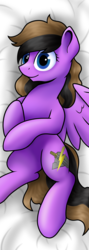 Size: 1071x3000 | Tagged: safe, artist:jellysketch, pegasus, pony, body pillow, body pillow design, female, lying, pillow, simple background, solo, white background, wings