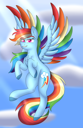 Size: 3000x4600 | Tagged: safe, artist:tomboygirl45, rainbow dash, pony, g4, colored wings, female, multicolored wings, rainbow wings, solo, wings