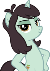 Size: 3090x4409 | Tagged: safe, artist:ironm17, sprout greenhoof, pony, unicorn, fake it 'til you make it, g4, bipedal, elegant, hooves on hips, las pegasus resident, lidded eyes, looking at you, pose, reaction image, simple background, smiling, smug, solo, transparent background, vector