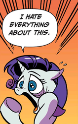 Size: 725x1144 | Tagged: safe, edit, idw, rarity, pony, g4, spoiler:comic78, cropped, female, reaction image, solo