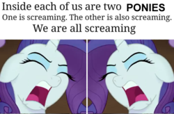 Size: 707x464 | Tagged: safe, edit, edited screencap, editor:pony-berserker, screencap, rarity, g4, my little pony: the movie, eyes closed, meme, open mouth, screaming, yelling