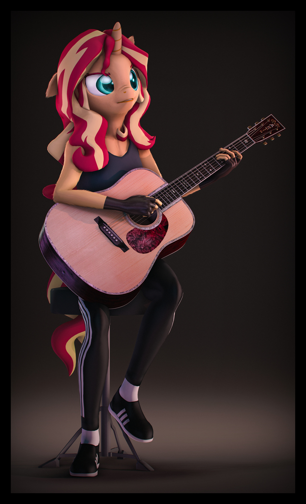 2064859 Safe Artist Imafutureguitarhero Sunset Shimmer Unicorn