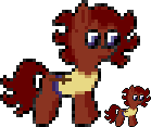 Size: 139x117 | Tagged: artist needed, safe, oc, oc:ruby rouge, earth pony, pony, colt quest, clothes, color, female, filly, foal, knife, pixel art, shirt, sprite