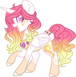 Size: 760x773 | Tagged: safe, artist:dashkatortik12222222, artist:lullabyprince, princess celestia, alicorn, pony, g4, alternate design, base used, beautiful, coat markings, colored hooves, ear fluff, female, jewelry, leg fluff, looking at you, mare, open mouth, raised hoof, redesign, regalia, simple background, smiling, solo, sparkles, sparkly mane, transparent background