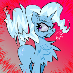 Size: 3038x3038 | Tagged: safe, artist:xbi, trixie, pony, unicorn, g4, 30 minute art challenge, angry, chest fluff, cross-popping veins, faic, female, high res, mare