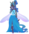 Size: 884x1043 | Tagged: safe, artist:ditzydoggy, oc, oc only, oc:queen polistae, changeling, changeling queen, anthro, anthro oc, beautiful, blue changeling, changeling queen oc, clothes, dress, female, high heels, microphone, shoes, singing, solo