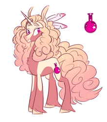 Size: 1000x1136 | Tagged: safe, artist:frowoppy, oc, oc only, oc:bia, pony, unicorn, big hair, coat markings, colored sketch, curly mane, feather, female, gradient mane, mare, pink eyes, pinto, simple background, solo, standing, unshorn fetlocks, white background