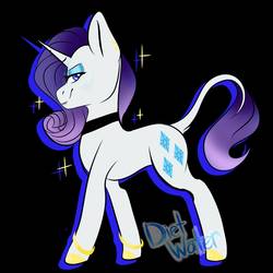 Size: 1600x1600 | Tagged: safe, artist:diethtwoo, pony, unicorn, black background, bracelet, ear piercing, earring, eyeshadow, female, g5 concept leak style, g5 concept leaks, jewelry, leonine tail, lidded eyes, looking at you, makeup, mare, piercing, profile, rarity (g5 concept leak), redesign, simple background, smiling, solo, sparkles