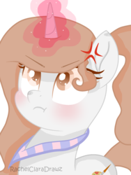 Size: 1480x1969 | Tagged: safe, artist:rachelclaradrawz, oc, oc only, oc:artsy, pony, unicorn, base used, cross-popping veins, female, glowing horn, horn, looking up, magic, mare, simple background, solo, transparent background