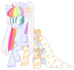 Size: 688x648 | Tagged: safe, oc, oc only, oc:loonie toons, pegasus, pony, blanket tail, clothes, colored hooves, rainbow hair, simple background, socks, solo, striped socks, unshorn fetlocks, white background