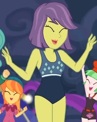 Size: 2048x2561 | Tagged: safe, screencap, orange sunrise, victoria, watermelody, equestria girls, equestria girls specials, g4, my little pony equestria girls: better together, my little pony equestria girls: spring breakdown, adorable face, clothes, cropped, cute, female, high res, legs together, milf, one-piece swimsuit, swimsuit