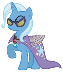 Size: 896x1034 | Tagged: safe, artist:littlewingedkuriboh, trixie, pony, g4, alicorn amulet, artificial alicorn, female, goggles, prosthetic wing, simple background, solo, transparent background, vector, wings