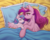 Size: 1138x900 | Tagged: safe, artist:margony, princess cadance, princess flurry heart, alicorn, pony, g4, bed, cheek fluff, chest fluff, cute, cutedance, duo, ear fluff, eyes closed, female, filly, fluffy, flurrybetes, in bed, leg fluff, mama cadence, mare, mother and daughter, neck fluff, sleeping, smiling