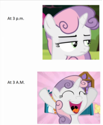Size: 1092x1318 | Tagged: safe, edit, edited screencap, screencap, fluttershy, scootaloo, sweetie belle, pony, g4, sisterhooves social, stare master, meme, screaming, solo focus