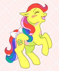 Size: 600x720 | Tagged: safe, artist:tsukuda, tic tac toe (g1), pony, twinkle eyed pony, g1, bow, cute, female, solo, tail bow, tic tac taww