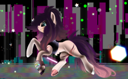 Size: 1920x1200 | Tagged: safe, artist:brainiac, oc, oc only, oc:sirius, pony, clothes, female, gift art, glowstick, mare, rave, solo, thank you, ych result