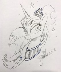 Size: 1738x2048 | Tagged: safe, artist:andy price, princess luna, alicorn, pony, g4, female, monochrome, pencil drawing, solo, traditional art