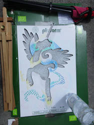 Size: 774x1032 | Tagged: safe, artist:malte279, princess celestia, pony, g4, female, solo, spray chalk, stencil, traditional art, wip