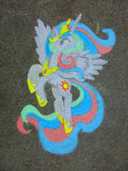 Size: 774x1032 | Tagged: safe, artist:malte279, princess celestia, pony, g4, color enhanced, female, solo, spray chalk, traditional art