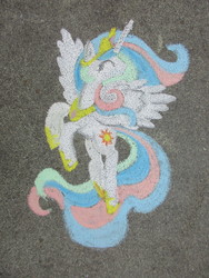 Size: 2048x1536 | Tagged: safe, artist:malte279, princess celestia, pony, g4, female, solo, spray chalk, traditional art