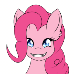 Size: 1000x1000 | Tagged: safe, artist:silverfox057, pinkie pie, earth pony, pony, g4, animated, bust, colored pupils, cute, diapinkes, ear fluff, female, floppy ears, looking at you, mare, portrait, simple background, smiling, solo, transparent background