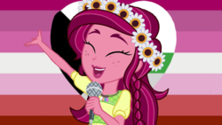 Size: 1280x720 | Tagged: safe, artist:starlighttracer, gloriosa daisy, equestria girls, g4, female, headcanon, lesbian pride flag, lgbt headcanon, pride, pride flag, sexuality headcanon, solo