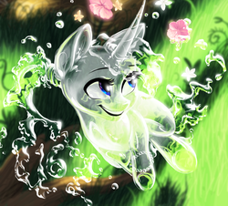 Size: 1419x1285 | Tagged: safe, artist:katputze, pony, unicorn, flower, solo, technically advanced, water