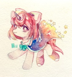 Size: 2192x2346 | Tagged: safe, artist:nitrogenowo, oc, oc only, oc:starry, pony, unicorn, cape, clothes, high res, solo, starry eyes, stars, wingding eyes