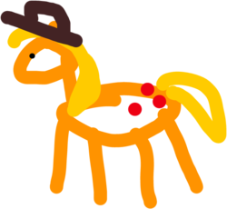 Size: 720x662 | Tagged: safe, artist:semental, derpibooru exclusive, applejack, earth pony, pony, g4, 1000 hours in ms paint, appul, cowboy hat, female, hat, majestic as fuck, mare, minimalist, modern art, quality, simple background, solo, stetson, stick pony, transparent background