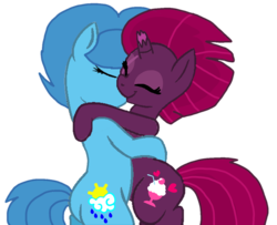 Size: 1186x962 | Tagged: safe, artist:徐詩珮, fizzlepop berrytwist, spring rain, tempest shadow, pony, unicorn, g4, my little pony: the movie, base used, broken horn, duo, eyes closed, female, horn, kiss on the lips, kissing, lesbian, mare, ship:springshadow, shipping, simple background, transparent background