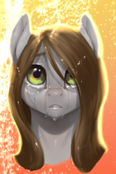 Size: 439x656 | Tagged: safe, artist:eerinless, oc, oc only, earth pony, pony, abstract background, bust, crying, solo