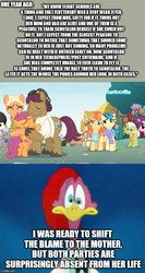 Size: 500x937 | Tagged: safe, edit, edited screencap, screencap, aunt holiday, auntie lofty, mane allgood, scootaloo, snap shutter, earth pony, pegasus, pony, g4, the last crusade, caption, cartoonito logo, comic, image macro, screencap comic, text