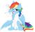 Size: 1000x900 | Tagged: safe, artist:heddopen, rainbow dash, pegasus, pony, g4, chest fluff, clothes, ear fluff, female, looking at you, mare, shirt, simple background, sleepy, solo, white background, wings