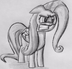 Size: 1311x1257 | Tagged: safe, artist:captainedwardteague, fluttershy, pegasus, pony, g4, angry, female, mare, solo, traditional art